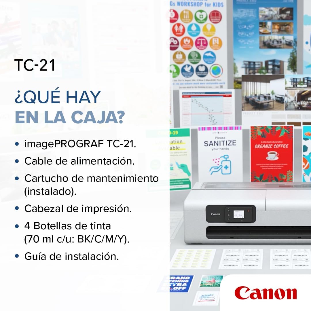 Canon imagePROGRAF TC-21 24" - Large Format Printer, Poster & Plotter Printer, Automatic Roll & Cut Sheet Paper Feeder, Includes 280 ml of Ink, White.