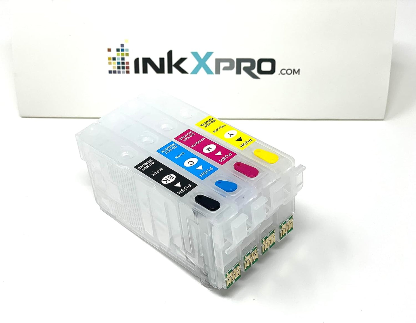 INKXPRO Remanufactured Empty Cartridges with Single-use Chip for Epson 812XL 812 XL Fit for Workforce Pro WF-7840 WF-7820 WF-7310 Printer for Regular or Sublimation Printing (BK+C+M+Y).