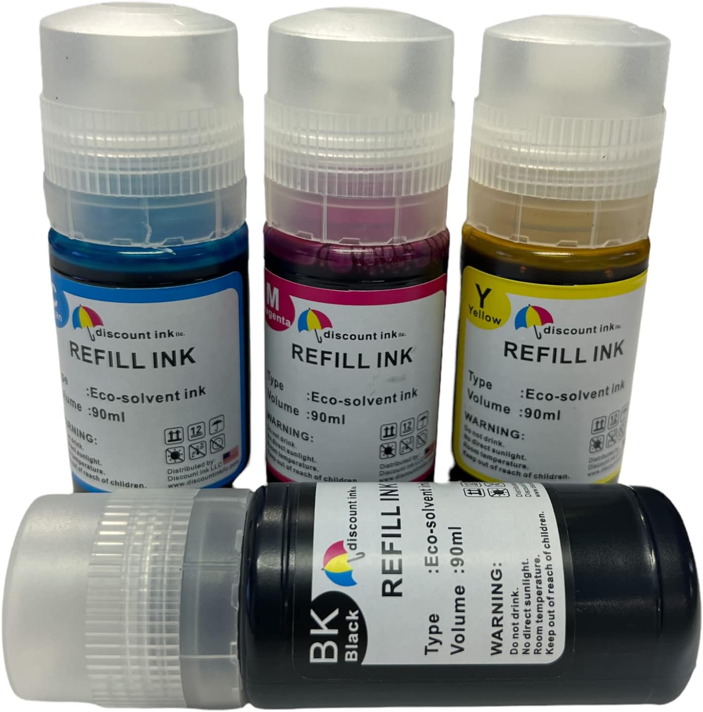 Inkpro Compatible Ink Bottle Replacement Eco-Solvent Water Based Ink for L Series Printer That use T502 T522 T664 664 502 522 Black Cyan Magenta Yellow Regular