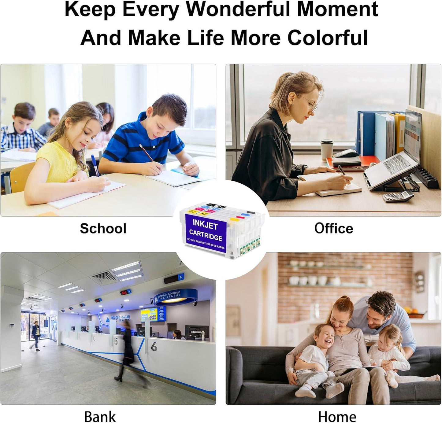 KHY T822XL Sublimation Ink Cartridges with Chip WF-3820 Empty Refillable Ink Cartridges 822XL with for Workforce Pro WF-3820 WF-4820 Wf-4830 Wf-4833 Wf-4834 Empty Refillable Ink Cartridge.