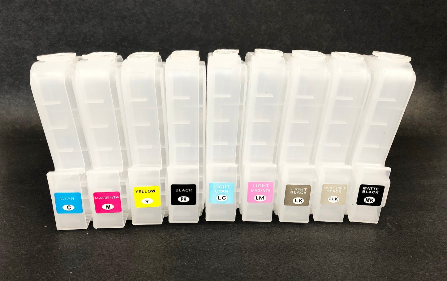 9X280ml Large Refillable Cartridge Epson Stylus Pro 3880 Chipless DTF K3 All Ink.
