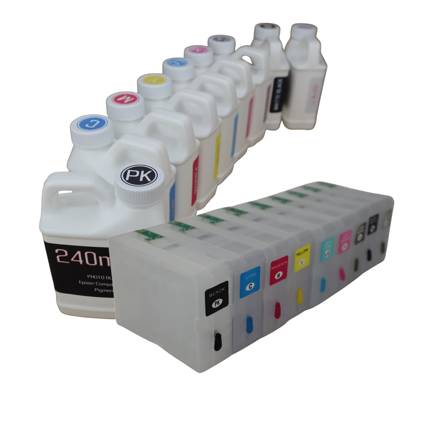 9- 240ml bottles compatible Pigment Ink 9- 80ml Refillable Ink Cartridges for Epson Stylus Pro 3800 Printer