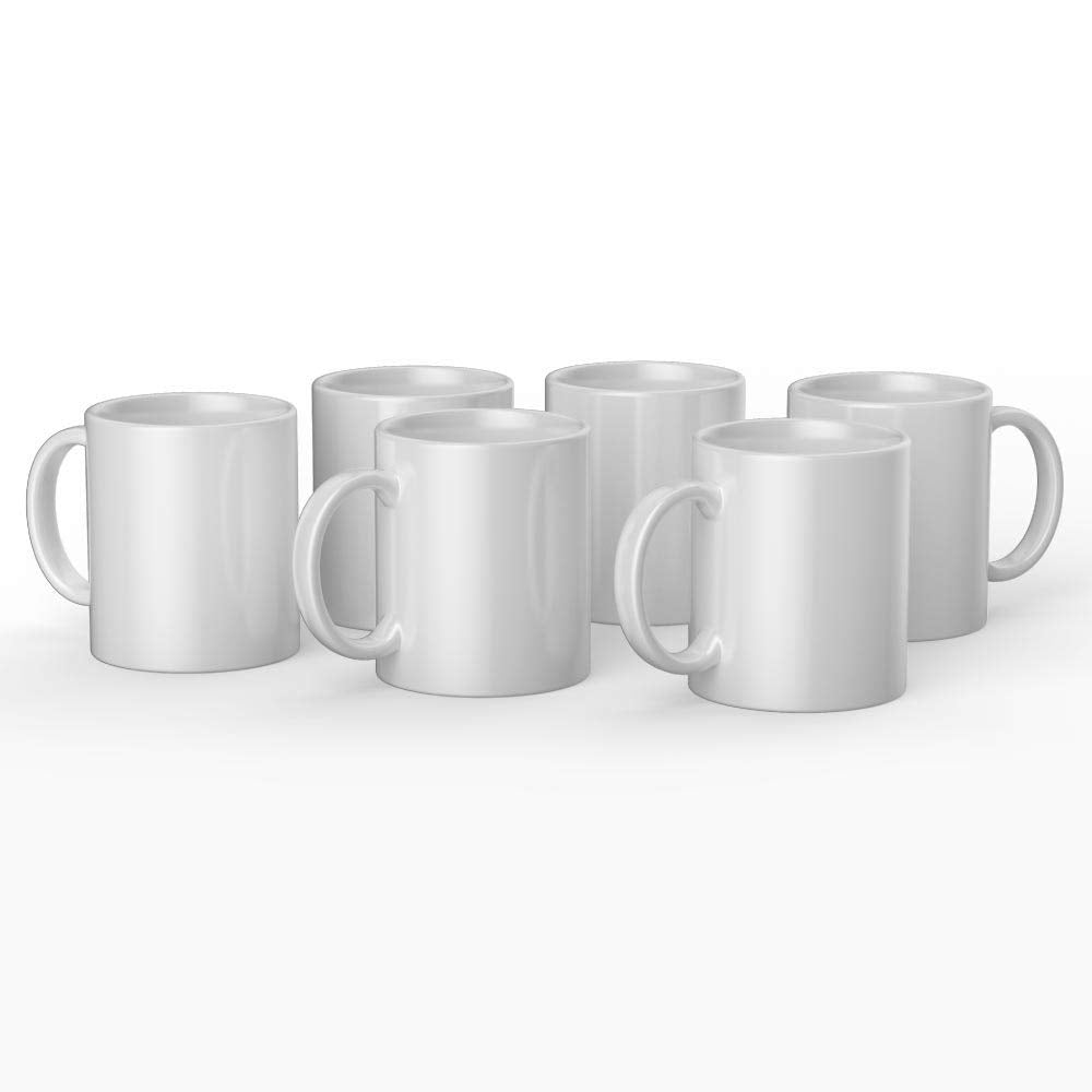 Cricut Beveled Blank, Ceramic-Coated, Dishwasher & Microwave Safe Mug to Decorate, Mug Press & Infusible Ink Compatible,12 Oz Sublimation, Ideal for Crafts and Printing, 6 Count, White.