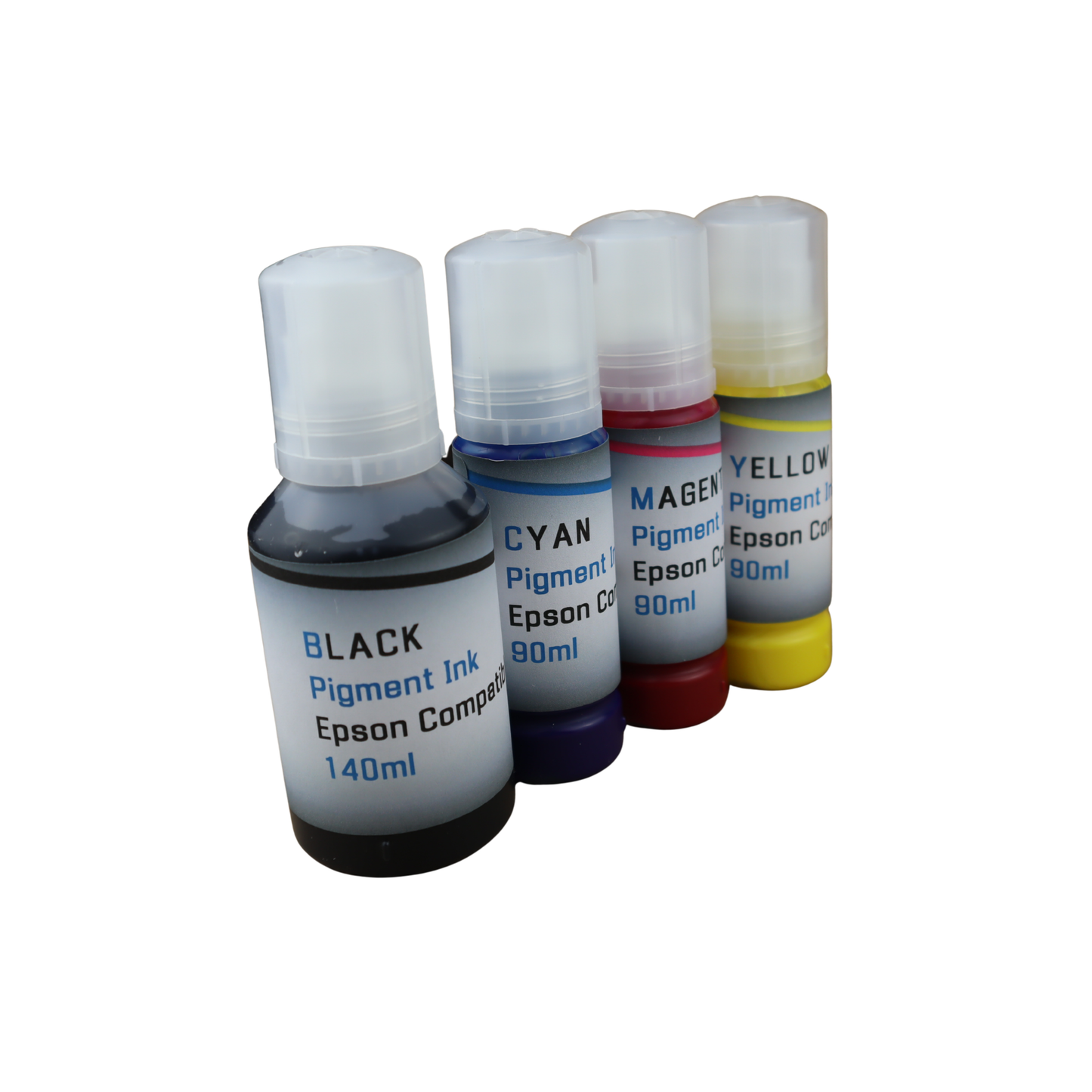 140ml Black 90ml Cyan, Magenta, Yellow bottles Pigment Ink for Epson EcoTank ET-3830 ET-3843 ET-3850 Printers