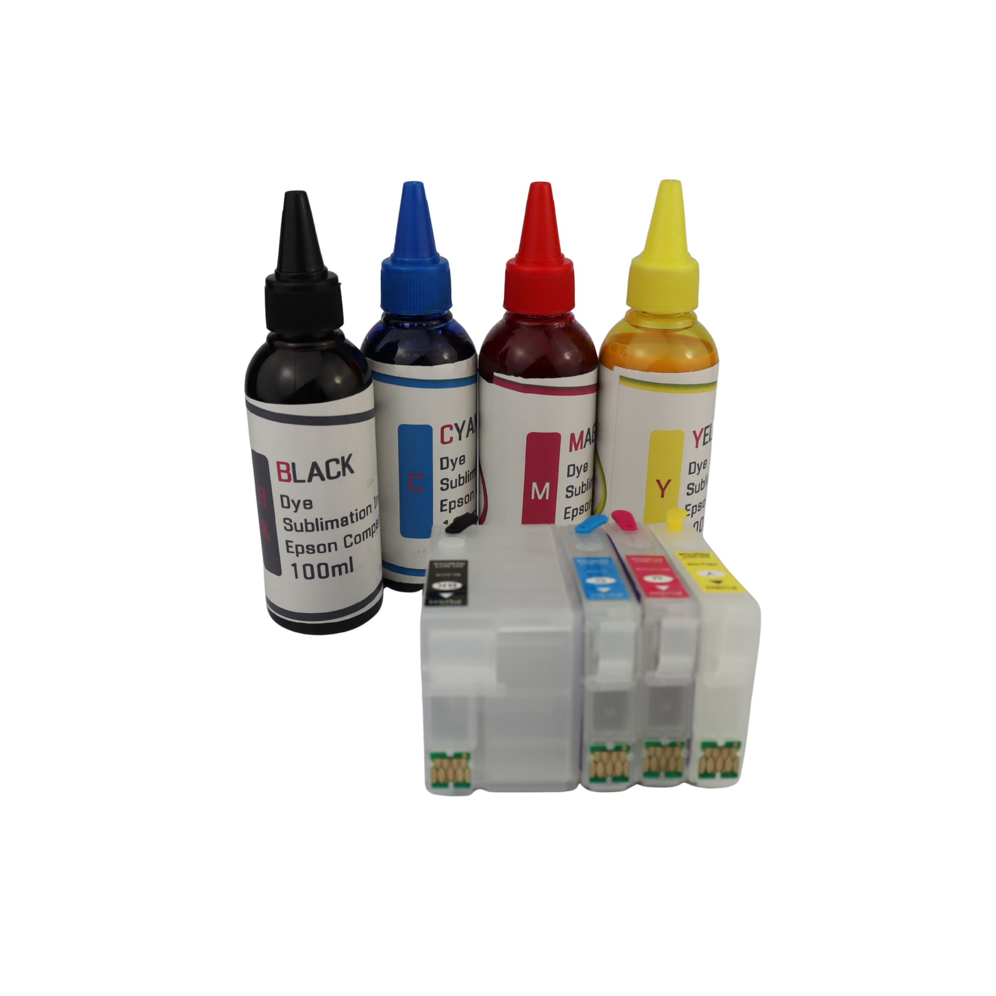 4 100ml bottles Dye Sublimation Ink Refillable Ink Cartridges for Epson WorkForce WF-7210 WF-7710 WF-7720 printers
