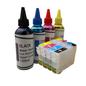4- 100ml bottles Eco Solvent Water Based Ink 4-&nbsp; Refillable Ink Cartridges T220XL for Epson Expression XP-320 XP-420 XP-424 Printers