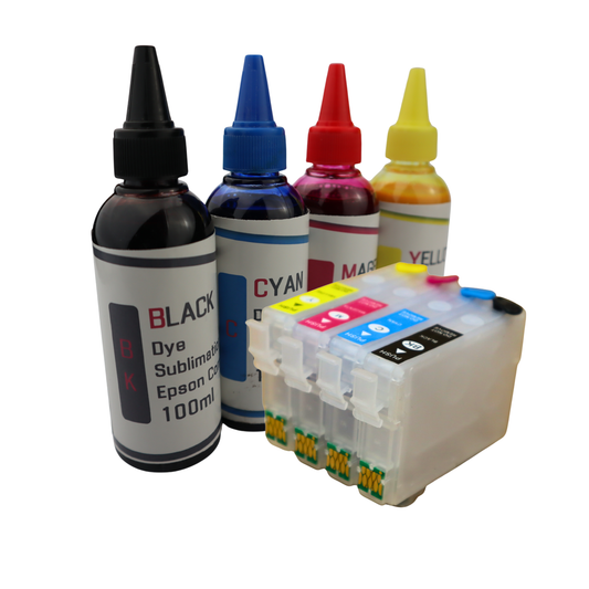 4-100ml bottles Dye Sublimation Ink 4- Refillable Ink Cartridges T288XL for Epson Expression XP-440 XP-446 Printers