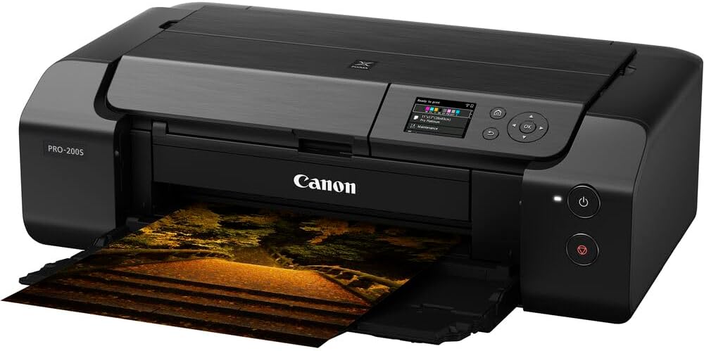 Canon PIXMA PRO-200S Wireless Photo Printer | 13-Inch Borderless Printing | 8-Color Dye Ink for Photographers & Designers (6875C002) + Cleaning Kit + Printer Cable + Ethernet Cable.