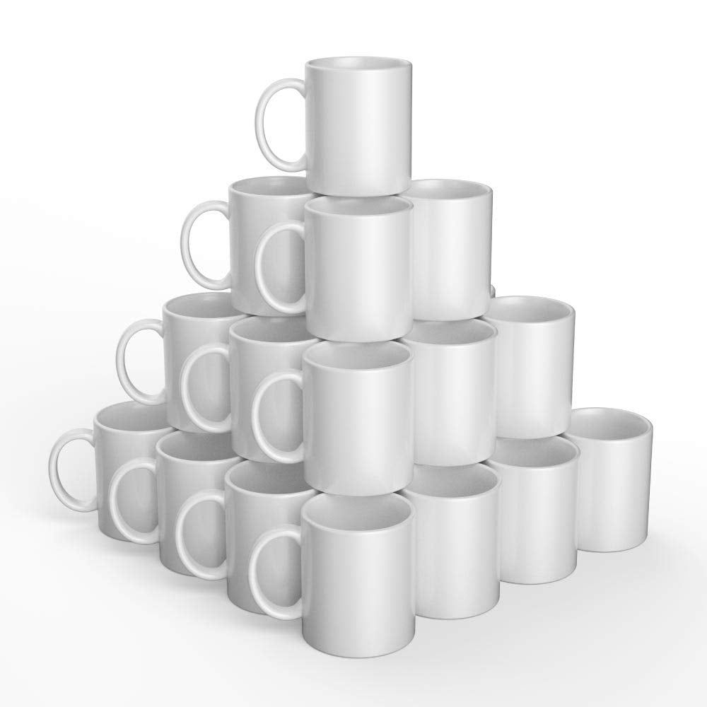 Cricut Beveled Blank, Ceramic-Coated, Dishwasher & Microwave Safe Mug to Decorate, Mug Press & Infusible Ink Compatible,12 Oz Sublimation, Ideal for Crafts and Printing, 6 Count, White.