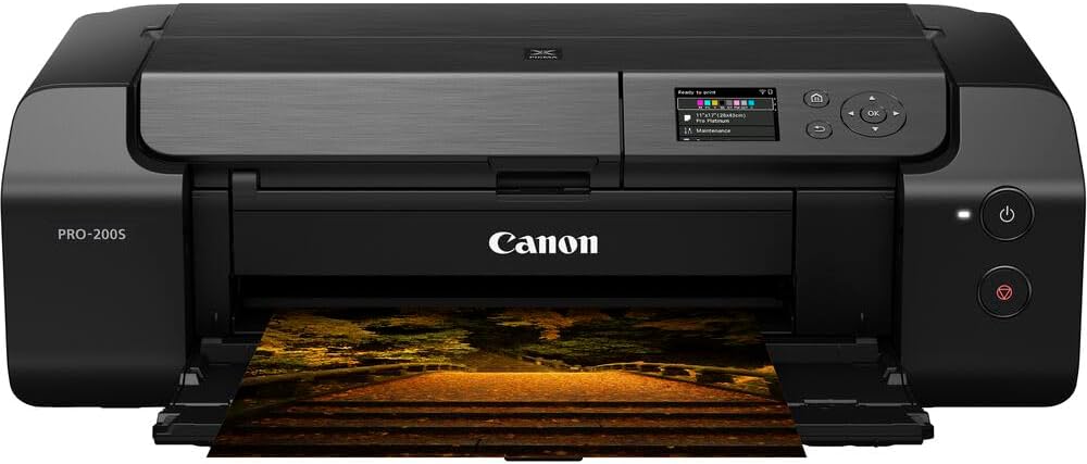 Canon PIXMA PRO-200S Wireless Photo Printer | 13-Inch Borderless Printing | 8-Color Dye Ink for Photographers & Designers (6875C002) + Cleaning Kit + Printer Cable + Ethernet Cable.
