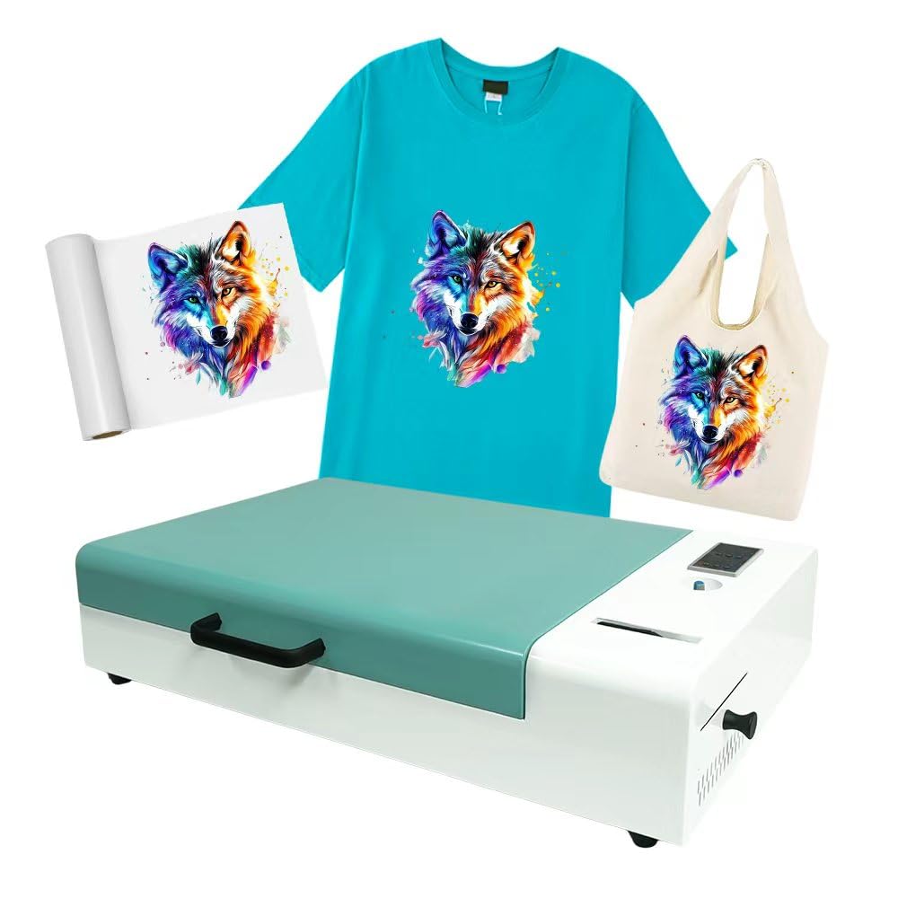 A3 L1800 DTF Printer Bundle with Cutter, A3 High-Speed Pink Apparel Transfer Printing Machine with White Ink Circulation Includes Oven,Consumable Software (Remote Installation).