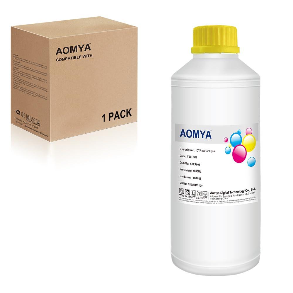 Aomya DTF Yellow Ink 1000ml DTF Transfer Ink for PET Film Premium DTF Ink for Epsn ET-8550,L1800,L805,R2400,P400,P800,P600,DX5,XP600,XP15000 prinetrs (33.8oz, YellowDTF Ink).