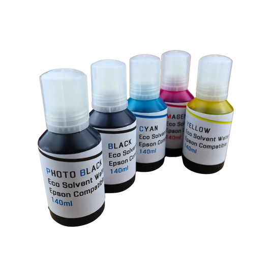 5 140m bottles Eco Solvent Water Based Ink for Epson EcoTank ET-7700 ET-7750 printers