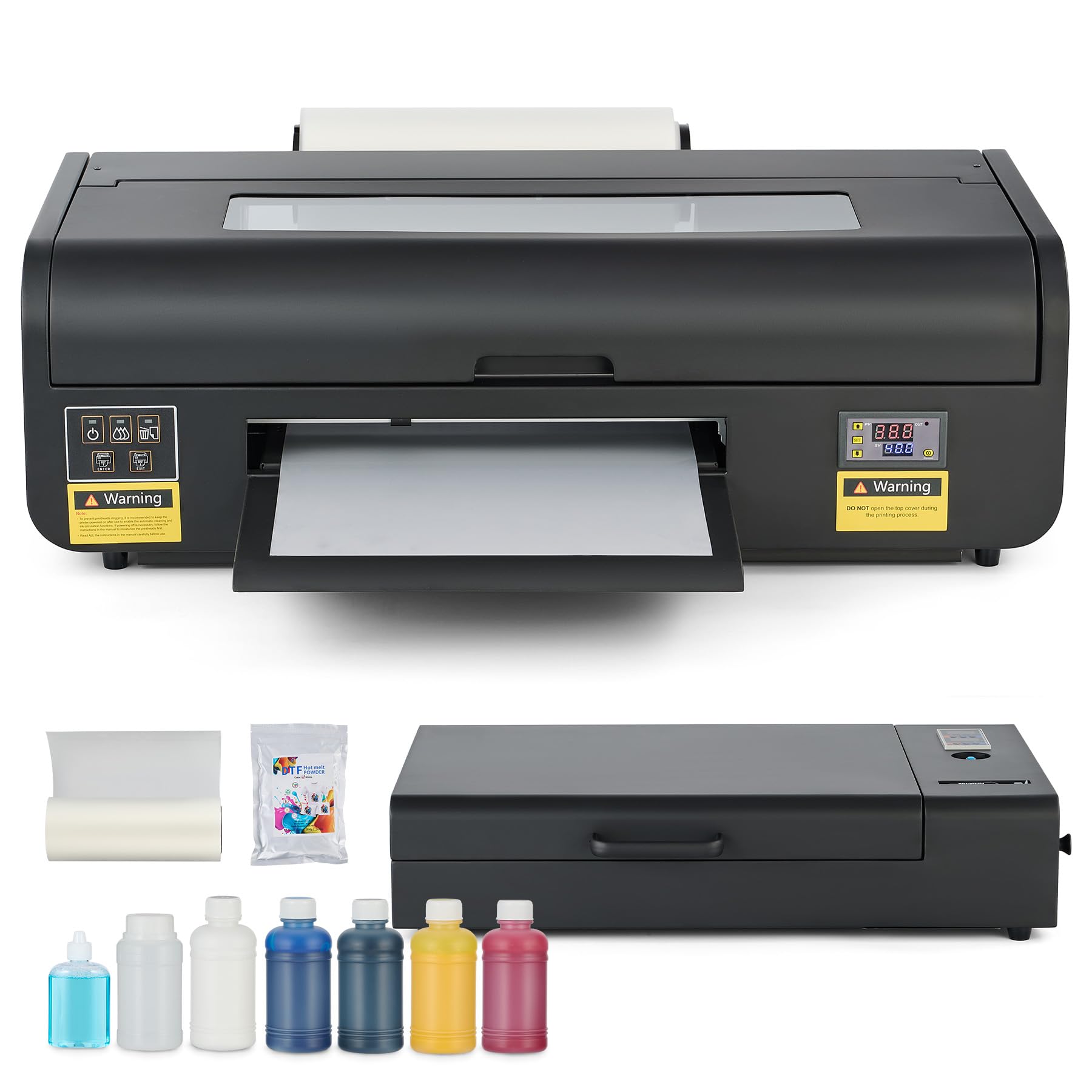 CREWORKS XP600 A3 DTF Printer, Transfer Printing Machine with White Ink Circulation & Stirring System, Auto Cleaning DTF Transfer Printer, T-Shirt Direct to Film with Oven Film Roll & Inks.