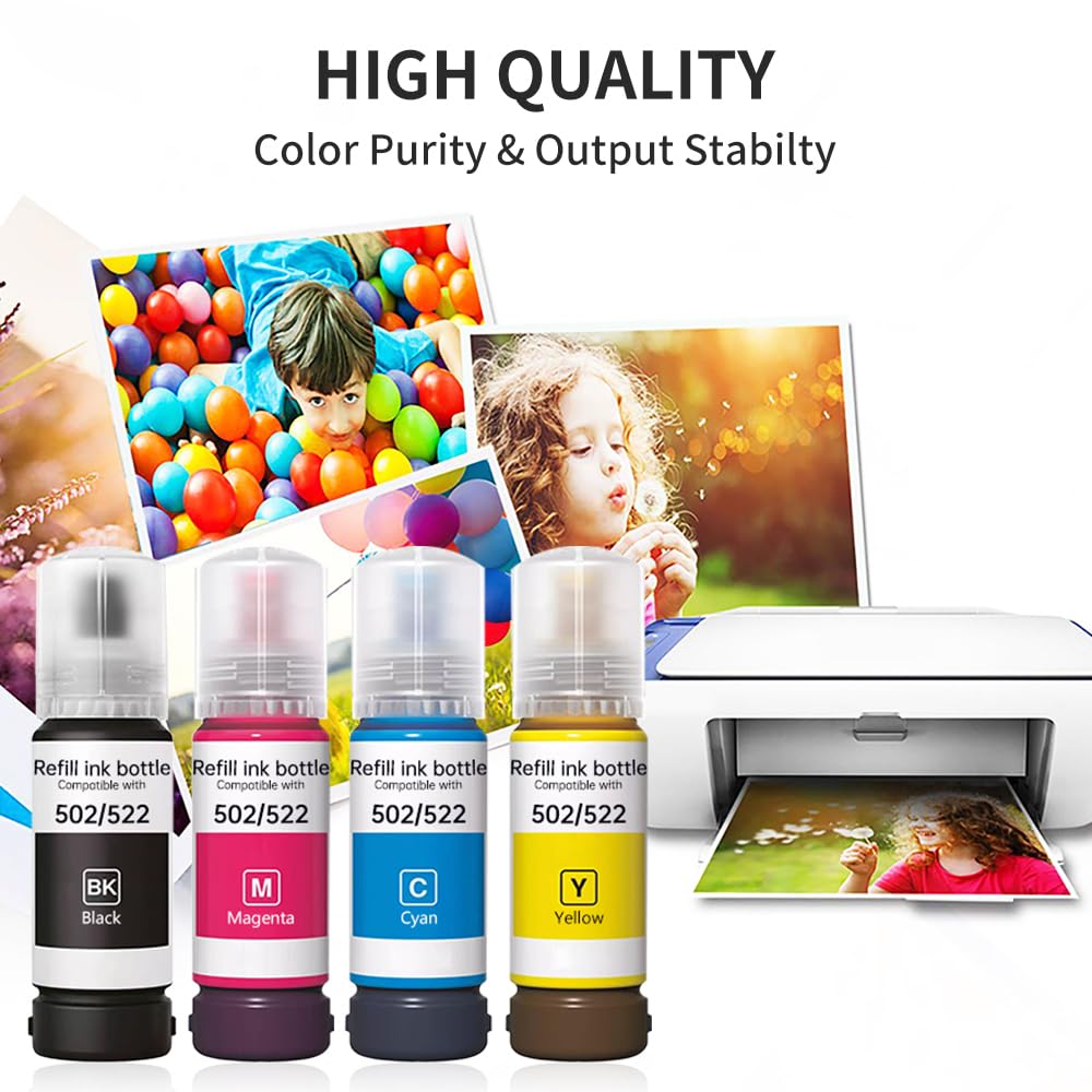 Pigment Ink Refill Ink Bottles Compatible with epson 542 Ink Refill Bottles Work for EcoTank Pro ET-5150 ET-5170 ET-5180 ET-5800 ET-5850 ET-5880 ET-16600 ET-16650 (BK,C,M,Y,4 Bottles)