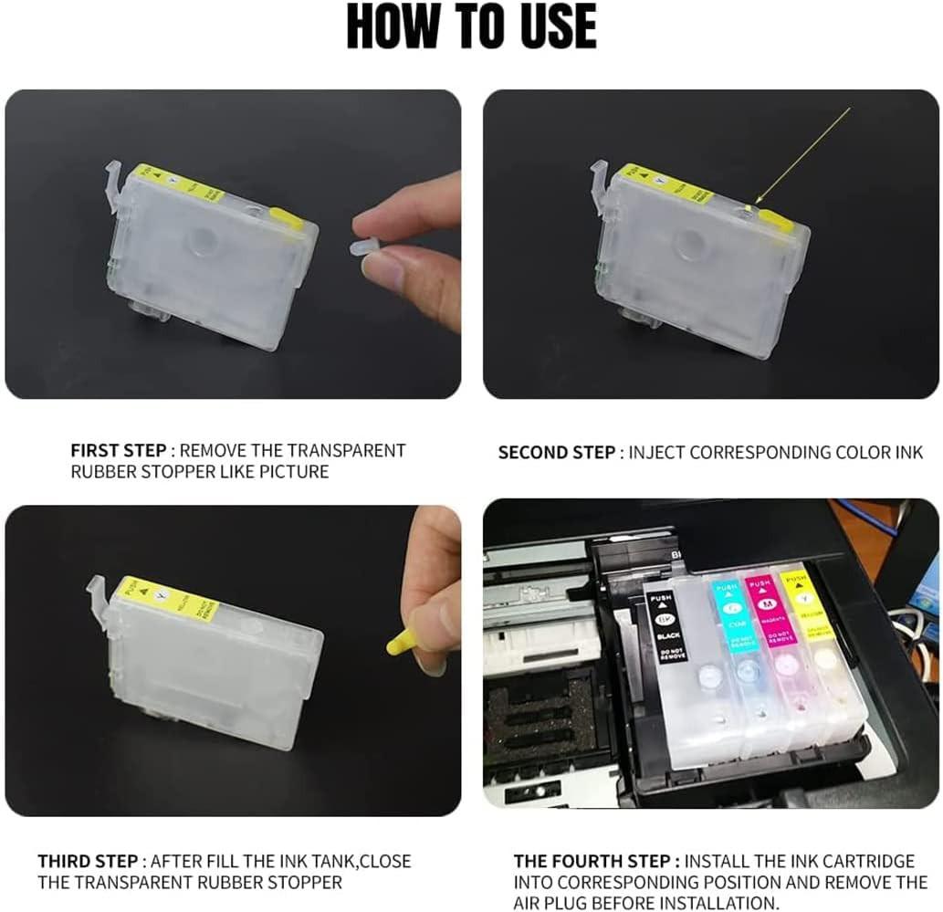 Sublimation Empty Ink Cartridges - 50ml Black, 20ml Color - Compatible with WF-3620/WF-3640/WF-7610/WF-7620/WF-7710/WF-7720/WF-7210 (NA) -Smooth Ink Supply, Easy to Instal.