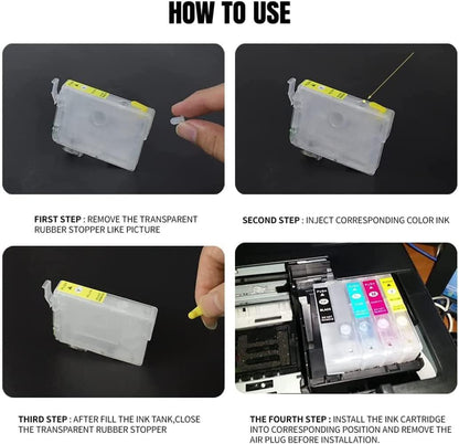 Sublimation Empty Ink Cartridges - 50ml Black, 20ml Color - Compatible with WF-3620/WF-3640/WF-7610/WF-7620/WF-7710/WF-7720/WF-7210 (NA) -Smooth Ink Supply, Easy to Instal.