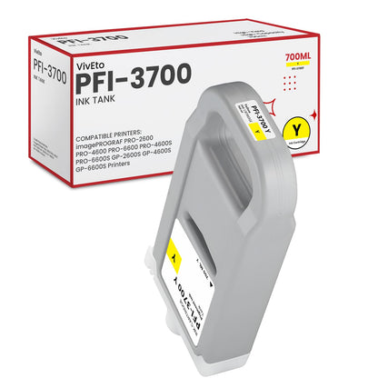 PFI-3700 Pigment Ink Tank 700ml Set (with New Chip) Replacement for Canon PFI-3700 Ink Bundle for imagePROGRAF PRO-2600 PRO-4600 PRO-6600 PRO-4600S PRO-6600S Printers (PBK/GY/C/M/Y/R/B/PC/PM/PGY/CO).