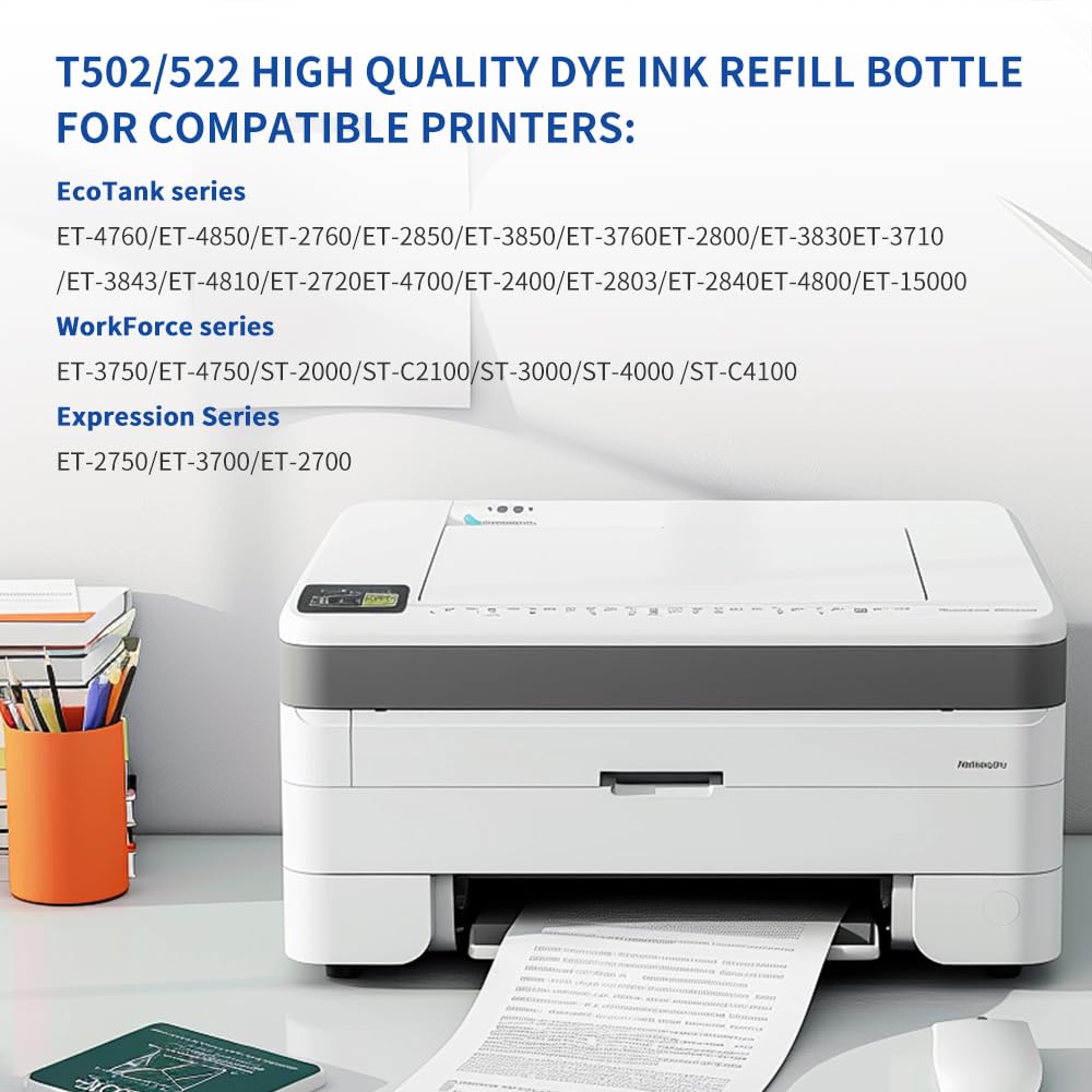 Pigment Ink Refill Ink Bottles Compatible with epson 542 Ink Refill Bottles Work for EcoTank Pro ET-5150 ET-5170 ET-5180 ET-5800 ET-5850 ET-5880 ET-16600 ET-16650 (BK,C,M,Y,4 Bottles)
