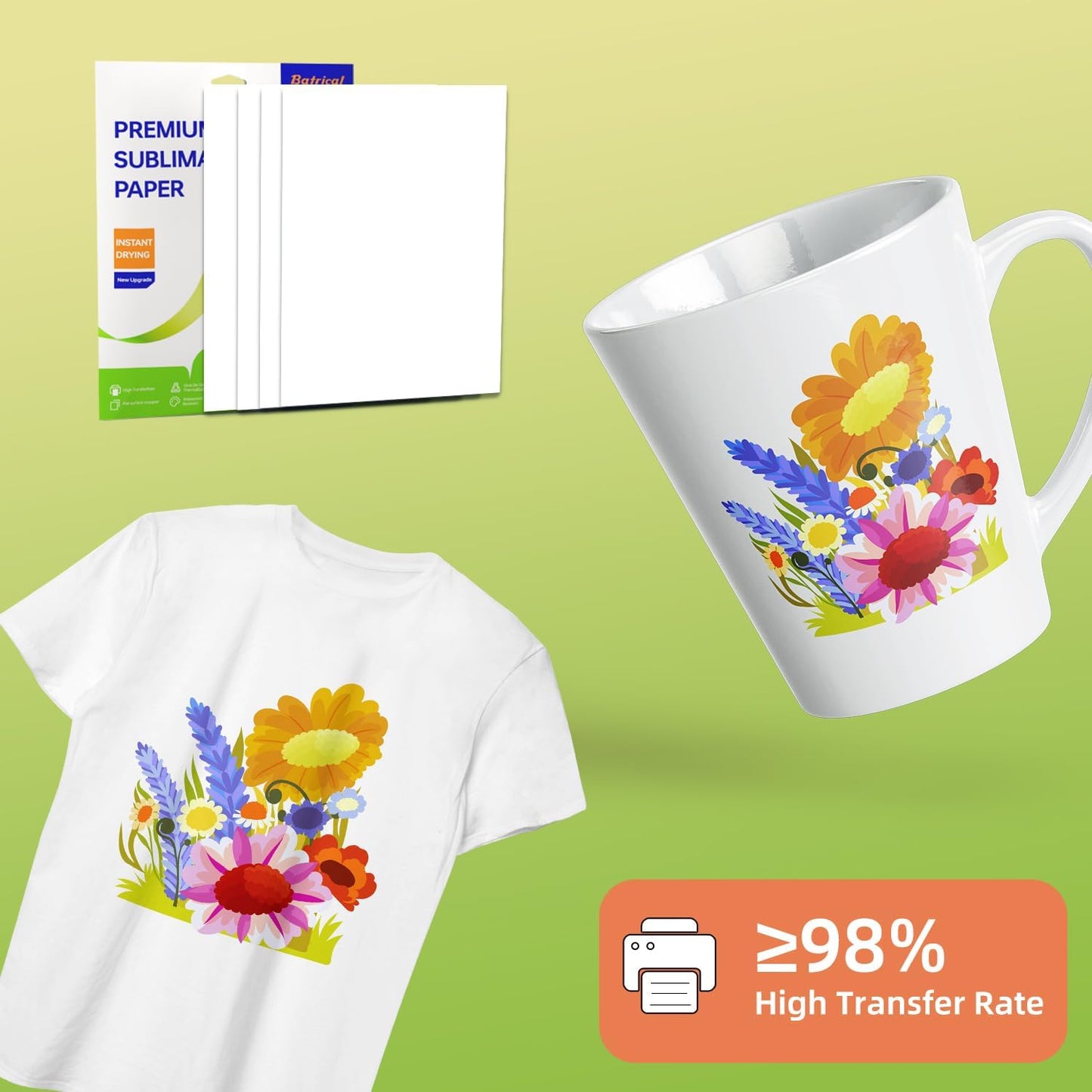 Sublimation Paper 30 Sheets Heat Transfer Paper 8.5x11 inch Compatible with Inkjet Sublimation Printer 125g.