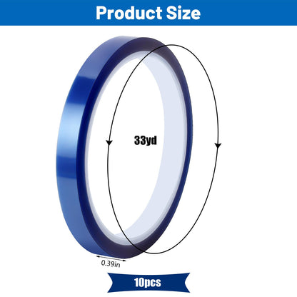 Heat Tape for Sublimation, 10 Rolls Sublimation Heat Resistant Tape, 10mm × 30m (98ft) Heat Transfer Tape Sublimation Heat Tape for Press Electronic Soldering Insulation, No Residue.