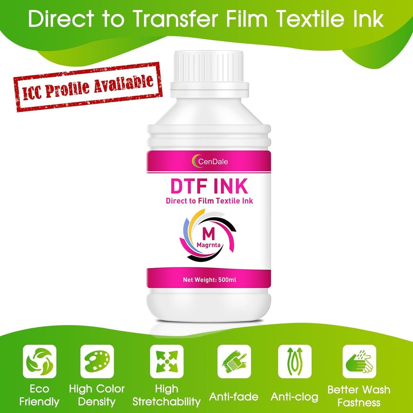 CenDale Premium DTF Printhead Cleaning Solution - Universal Printhead Cleaner Kit for Any DTF & DTG Printers, Print Head Cleaning Kit for Epson ET8550 L1800 XP15000 R1390 XP600 Ink Printer (100ML).