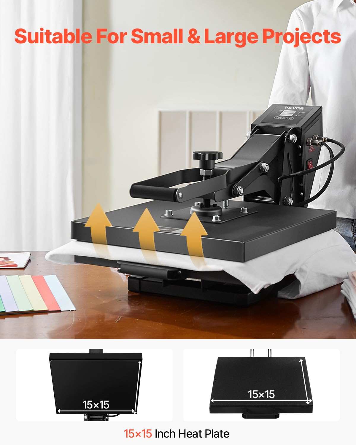 VEVOR Heat Press 16x24, 1700W Power Heat Press Machine, Fast Heating, High Pressure Heat Press Machine for T-Shirt, Digital Industrial Sublimation Printer for Heat Transfer Vinyl, Easy to Use, Black.
