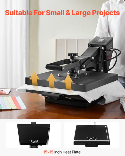 VEVOR Heat Press 16x24, 1700W Power Heat Press Machine, Fast Heating, High Pressure Heat Press Machine for T-Shirt, Digital Industrial Sublimation Printer for Heat Transfer Vinyl, Easy to Use, Black.