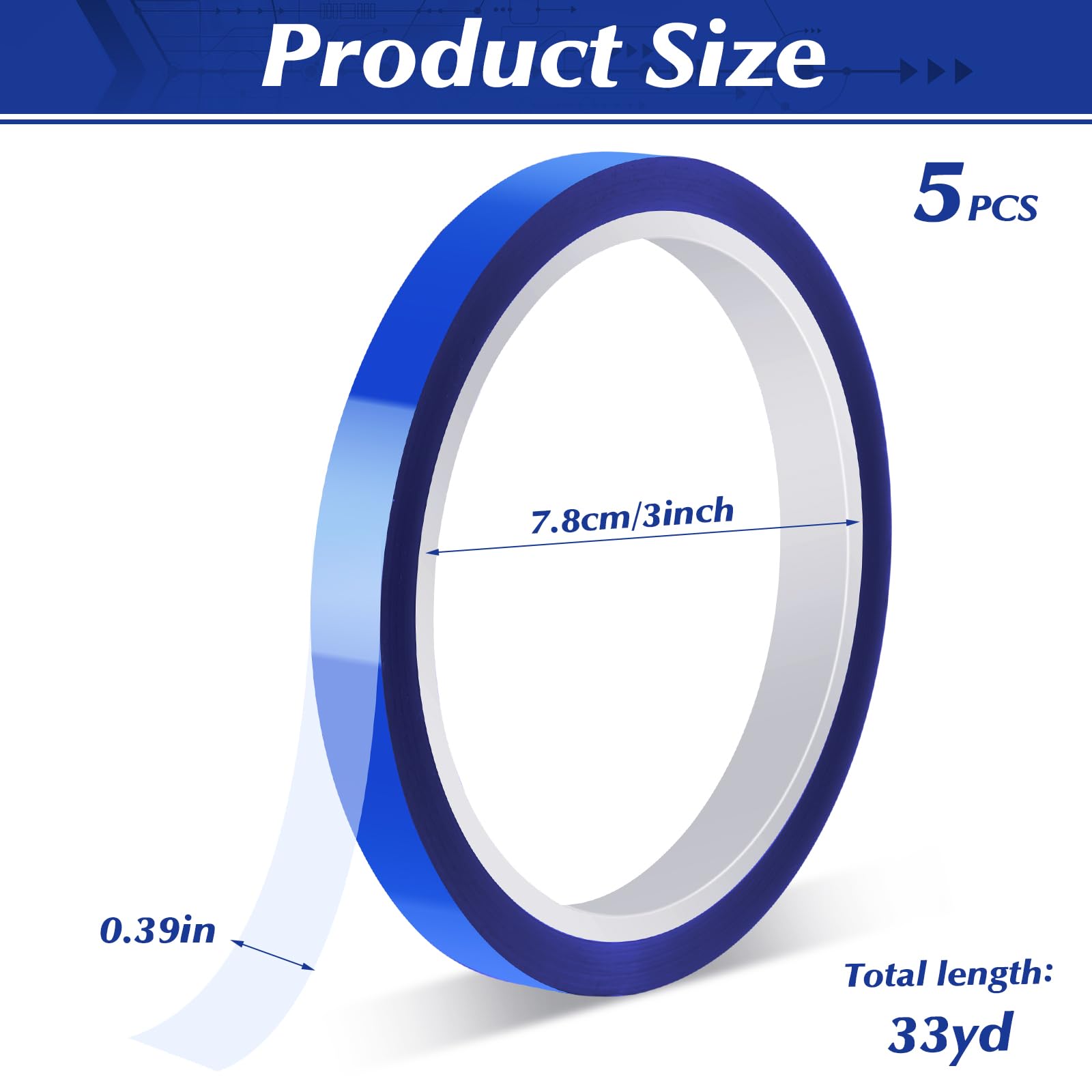 Heat Tape for Sublimation, 10 Rolls Sublimation Heat Resistant Tape, 10mm × 30m (98ft) Heat Transfer Tape Sublimation Heat Tape for Press Electronic Soldering Insulation, No Residue.