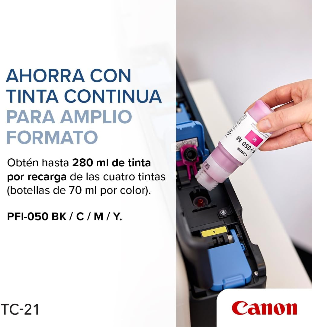 Canon imagePROGRAF TC-21 24" - Large Format Printer, Poster & Plotter Printer, Automatic Roll & Cut Sheet Paper Feeder, Includes 280 ml of Ink, White.