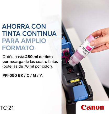 Canon imagePROGRAF TC-21 24" - Large Format Printer, Poster & Plotter Printer, Automatic Roll & Cut Sheet Paper Feeder, Includes 280 ml of Ink, White.