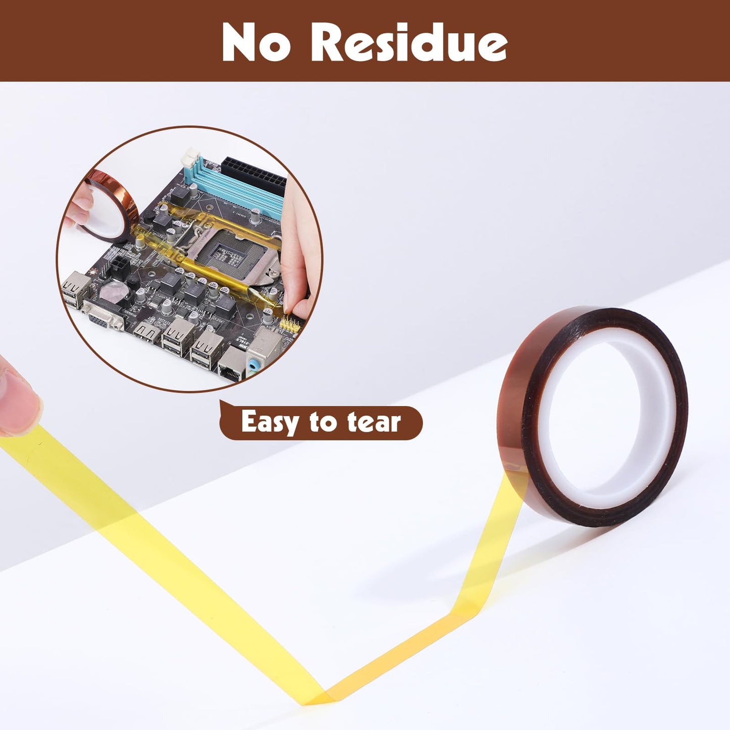6 Rolls Heat Resistant Tape, 10mm x 49Ft (15m) High Temperature Resistant Transfer Tape for Heat Press Sublimation Welding Electronic Equipment Printing, No Residue.
