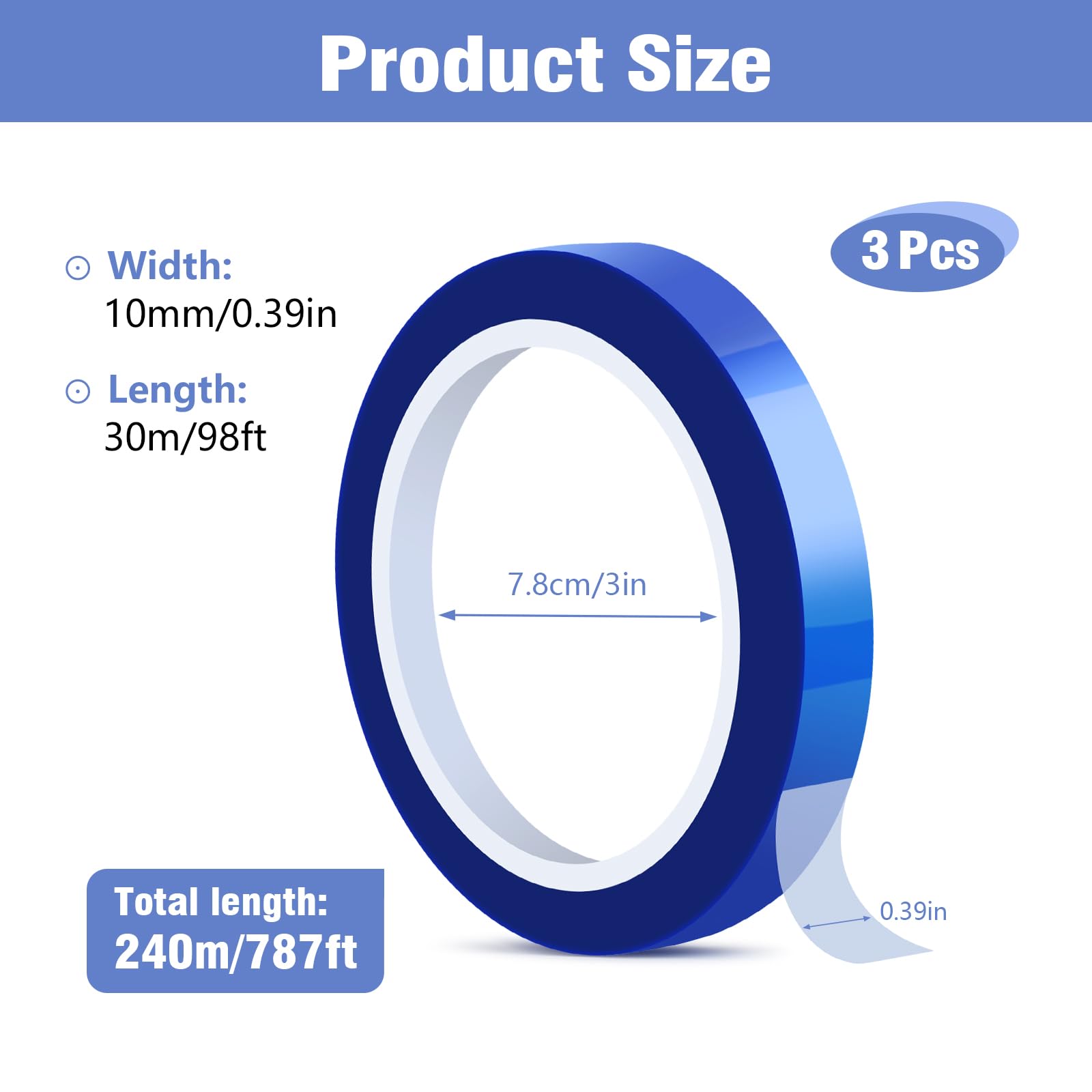 Heat Tape for Sublimation, 10 Rolls Sublimation Heat Resistant Tape, 10mm × 30m (98ft) Heat Transfer Tape Sublimation Heat Tape for Press Electronic Soldering Insulation, No Residue.