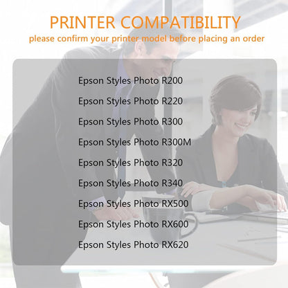 Run Star 6 Pack Remanufactured for T048 Ink Cartridge Replacement for Epson 48 T048 use for Epson Stylus Photo R200 R220 R300 R300M R320 R340 RX500 RX600 RX620 Printer (BK/C/M/Y/LC/LM).