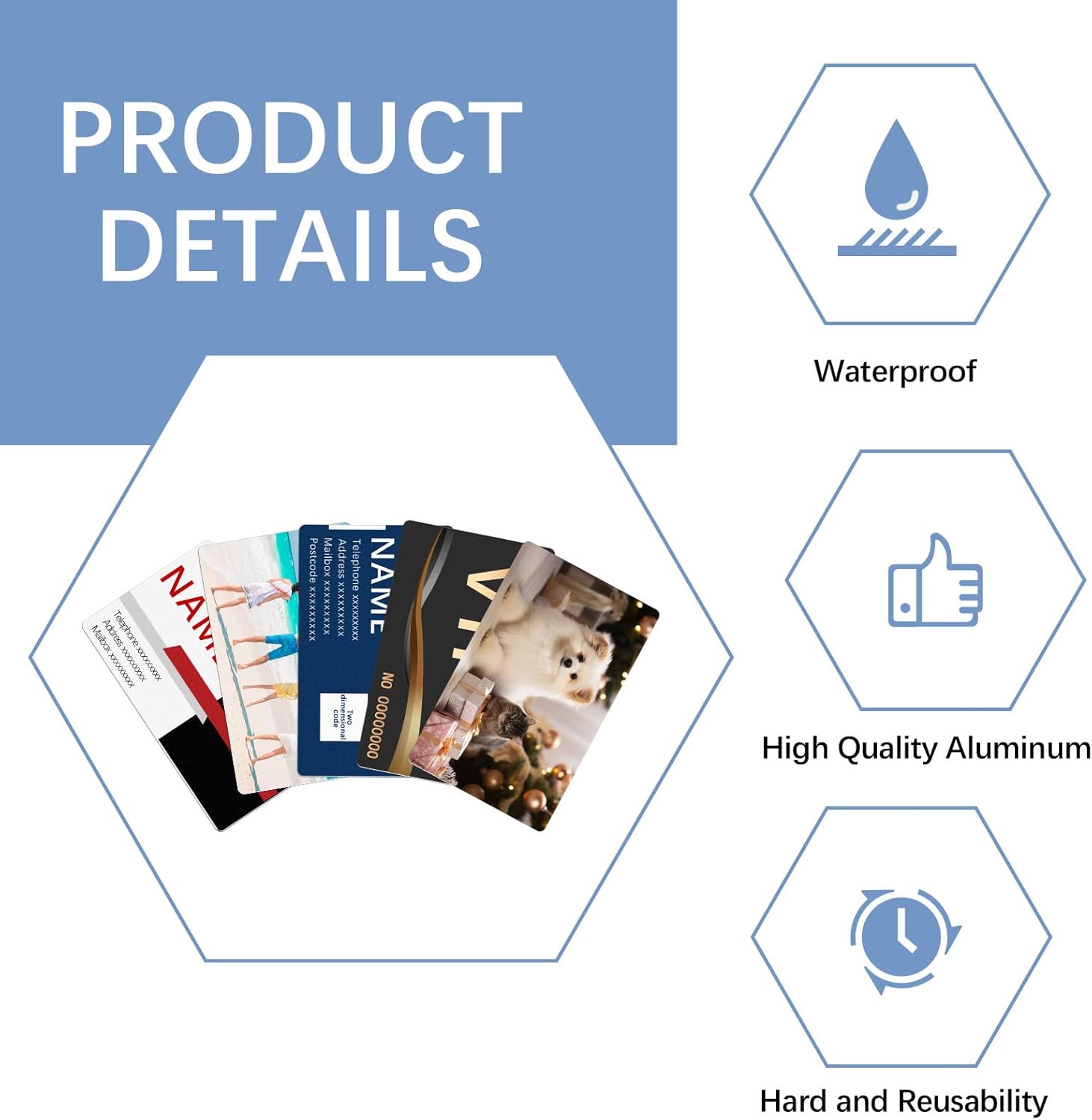 100 Pcs Sublimation Business Card Blanks Metal Bulk Aluminum Double Sides Name Cards Sublimation Blanks Products Heat Press Transfer Desk White sublimation business cards  -  3.4 x 2.1 x 0.01 Inch.