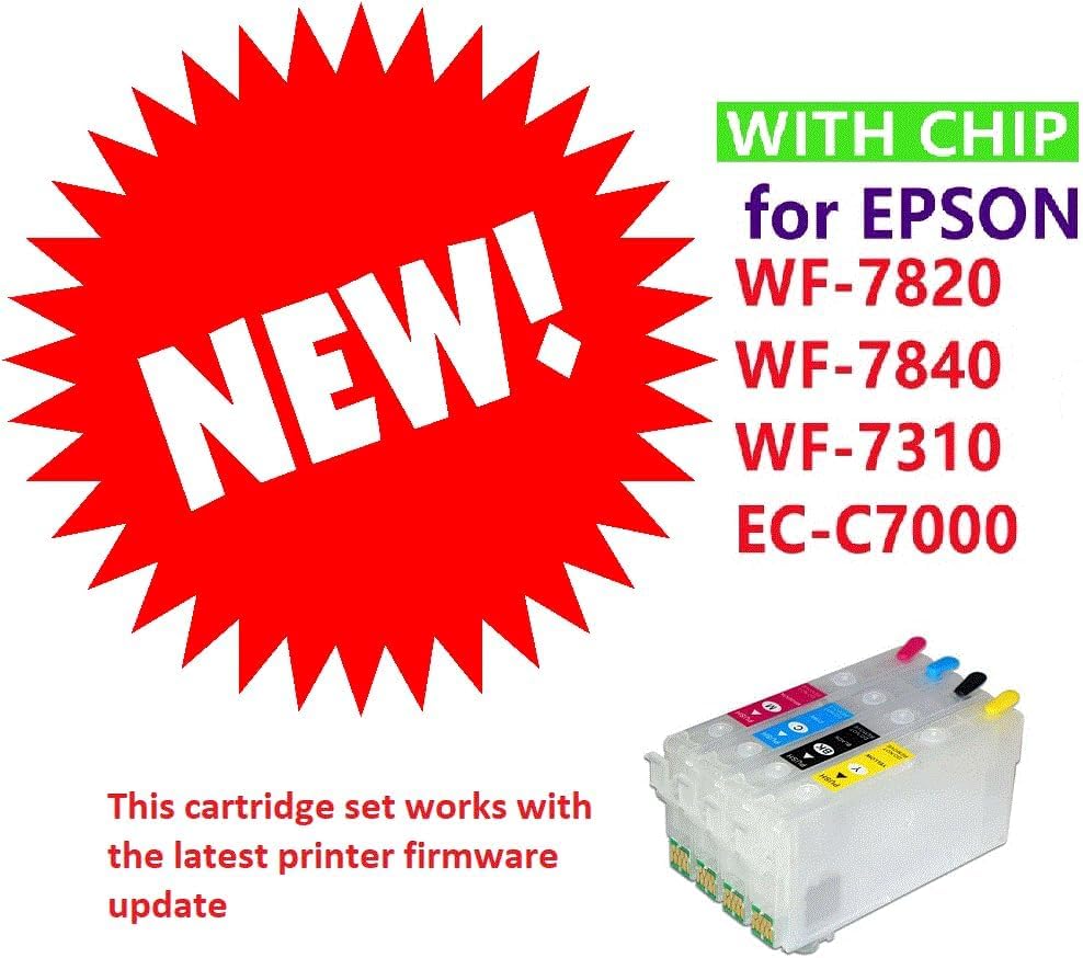 INKXPRO Remanufactured Empty Cartridges with Single-use Chip for Epson 812XL 812 XL Fit for Workforce Pro WF-7840 WF-7820 WF-7310 Printer for Regular or Sublimation Printing (BK+C+M+Y).