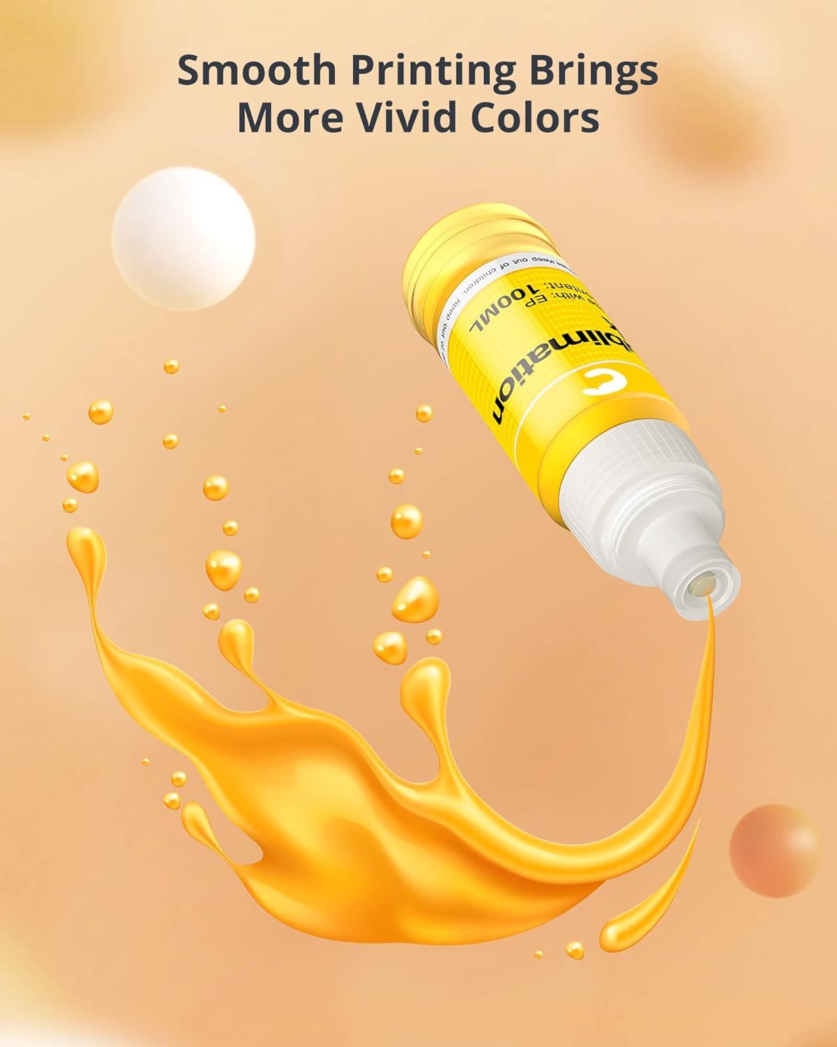 Hiipoo 580ML Sublimation Ink for Supertank Inkjet Printer ET-2400 ET-2720 ET-2760 ET-2800 ET-2803 ET-2850 ET-3760 ET-4800 ET-15000 Heat Press Transfer on T-Shirt (Autofill/ICC-Free/Anti-UV).