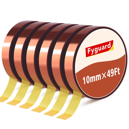 6 Rolls Heat Resistant Tape, 10mm x 49Ft (15m) High Temperature Resistant Transfer Tape for Heat Press Sublimation Welding Electronic Equipment Printing, No Residue.