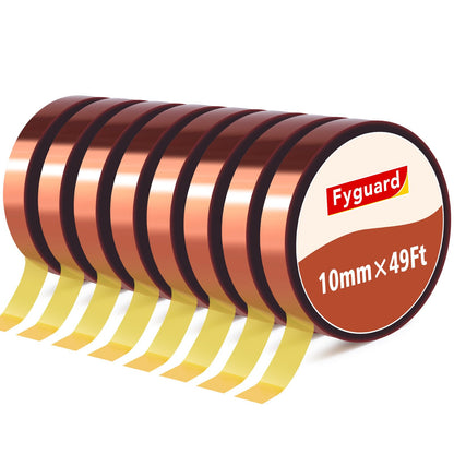 6 Rolls Heat Resistant Tape, 10mm x 49Ft (15m) High Temperature Resistant Transfer Tape for Heat Press Sublimation Welding Electronic Equipment Printing, No Residue.