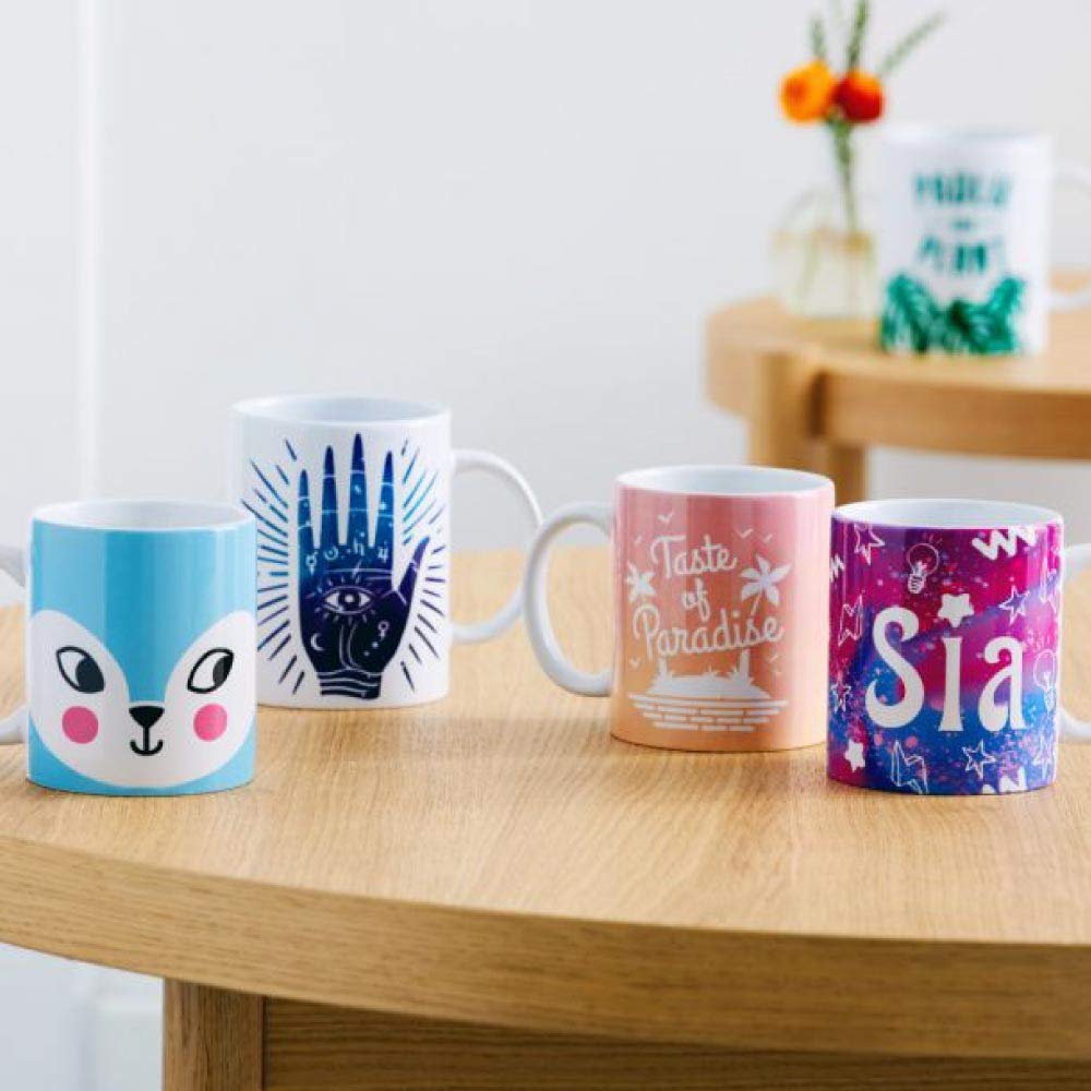 Cricut Beveled Blank, Ceramic-Coated, Dishwasher & Microwave Safe Mug to Decorate, Mug Press & Infusible Ink Compatible,12 Oz Sublimation, Ideal for Crafts and Printing, 6 Count, White.