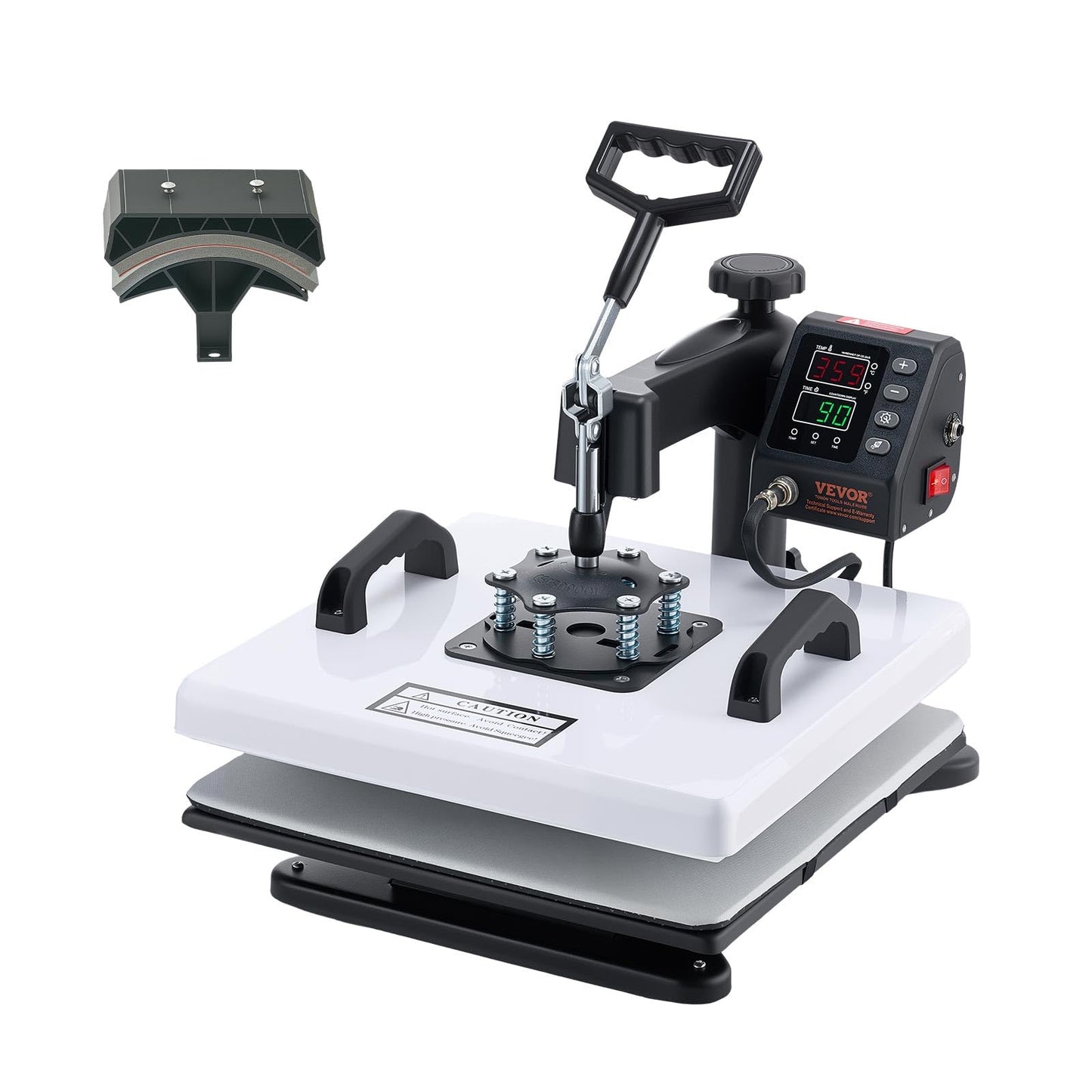 VEVOR Heat Press Machine, 15 x 15 in, 2-in-1 Multifunction, 360° Swing Away, 1200W Double Tube Fast and Even Heating, Digital Precise Control, Sublimation Press Machine for T-Shirts, Hats, Caps.