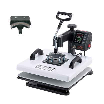VEVOR Heat Press Machine, 15 x 15 in, 2-in-1 Multifunction, 360° Swing Away, 1200W Double Tube Fast and Even Heating, Digital Precise Control, Sublimation Press Machine for T-Shirts, Hats, Caps.