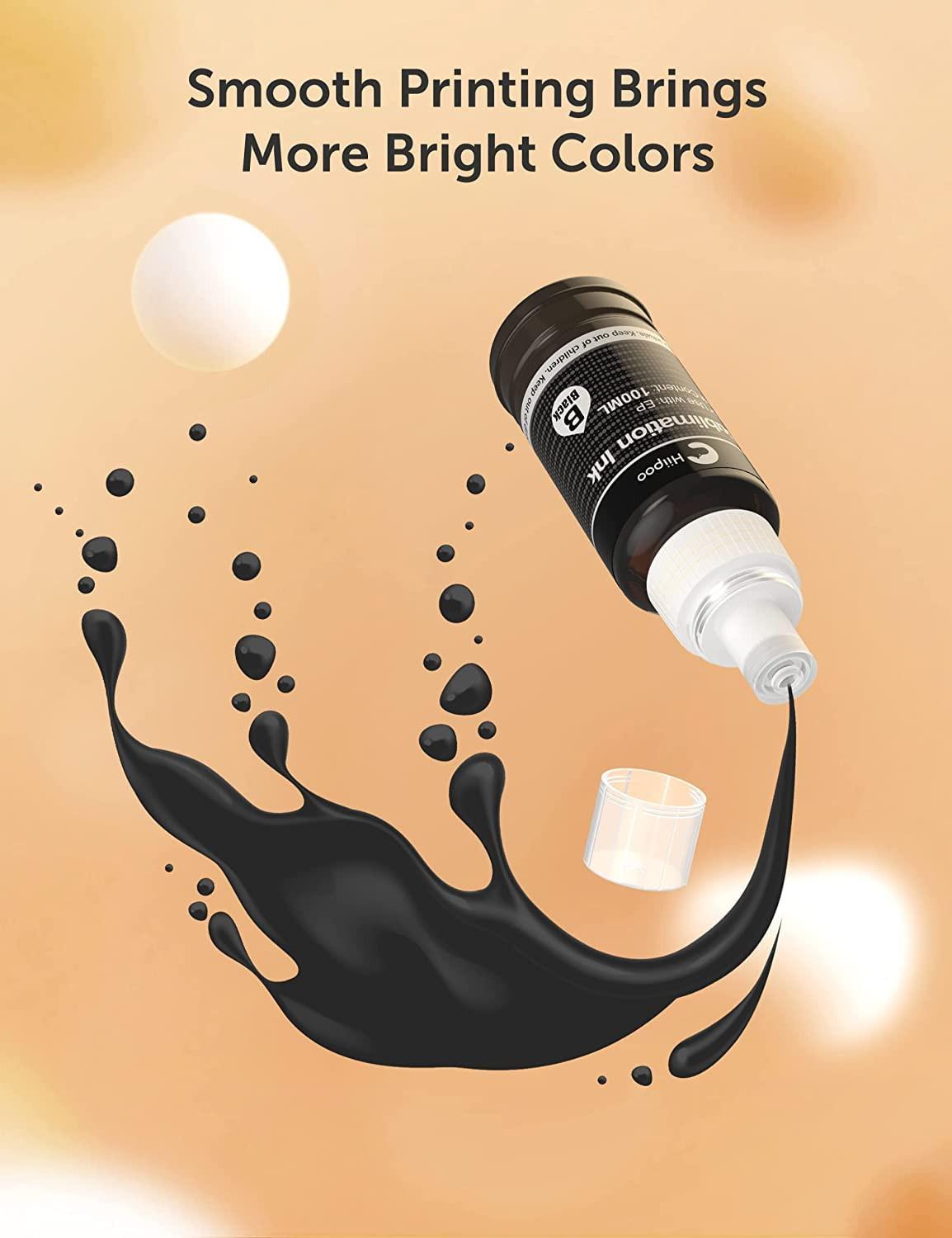 Hiipoo Sublimation Ink Refilled Bottles Compatible for ET2400 ET-2800 ET2720 ET2760 ET2750 ET4800 ET-2803 ET-2850 Inkjet Printers Heat Press Transfer on Mugs T-Shirts.