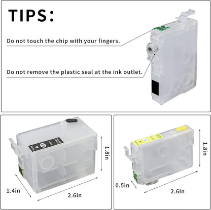 Sublimation Empty Ink Cartridges - 50ml Black, 20ml Color - Compatible with WF-3620/WF-3640/WF-7610/WF-7620/WF-7710/WF-7720/WF-7210 (NA) -Smooth Ink Supply, Easy to Instal.