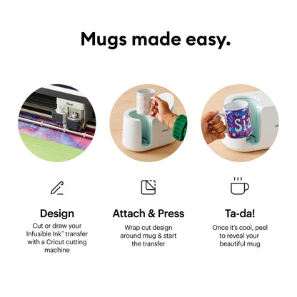 Cricut Beveled Blank, Ceramic-Coated, Dishwasher & Microwave Safe Mug to Decorate, Mug Press & Infusible Ink Compatible,12 Oz Sublimation, Ideal for Crafts and Printing, 6 Count, White.