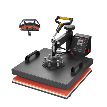 VEVOR 2 in 1 Heat Press Machine for T Shirts and Hats, 15x15 Inch Professional Swing Away Digital Tshirt Press Machine for Sublimation, Vinyl, Heat Transfer Projects.