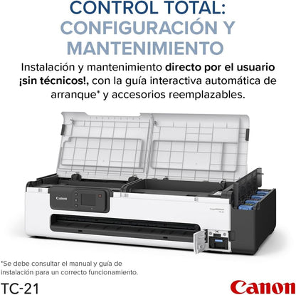 Canon imagePROGRAF TC-21 24" - Large Format Printer, Poster & Plotter Printer, Automatic Roll & Cut Sheet Paper Feeder, Includes 280 ml of Ink, White.