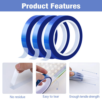 Heat Tape for Sublimation, 10 Rolls Sublimation Heat Resistant Tape, 10mm × 30m (98ft) Heat Transfer Tape Sublimation Heat Tape for Press Electronic Soldering Insulation, No Residue.