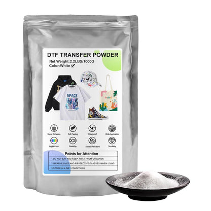Aomya DTF Powder White DTF Transfer Powder 1000G/2.2lb Hot Melt Adhesive for Sublimation Compatible with DTF and DTG Printers, DTF PreTreat Powder for All Fabric Jeans Cotton T-Shirt.