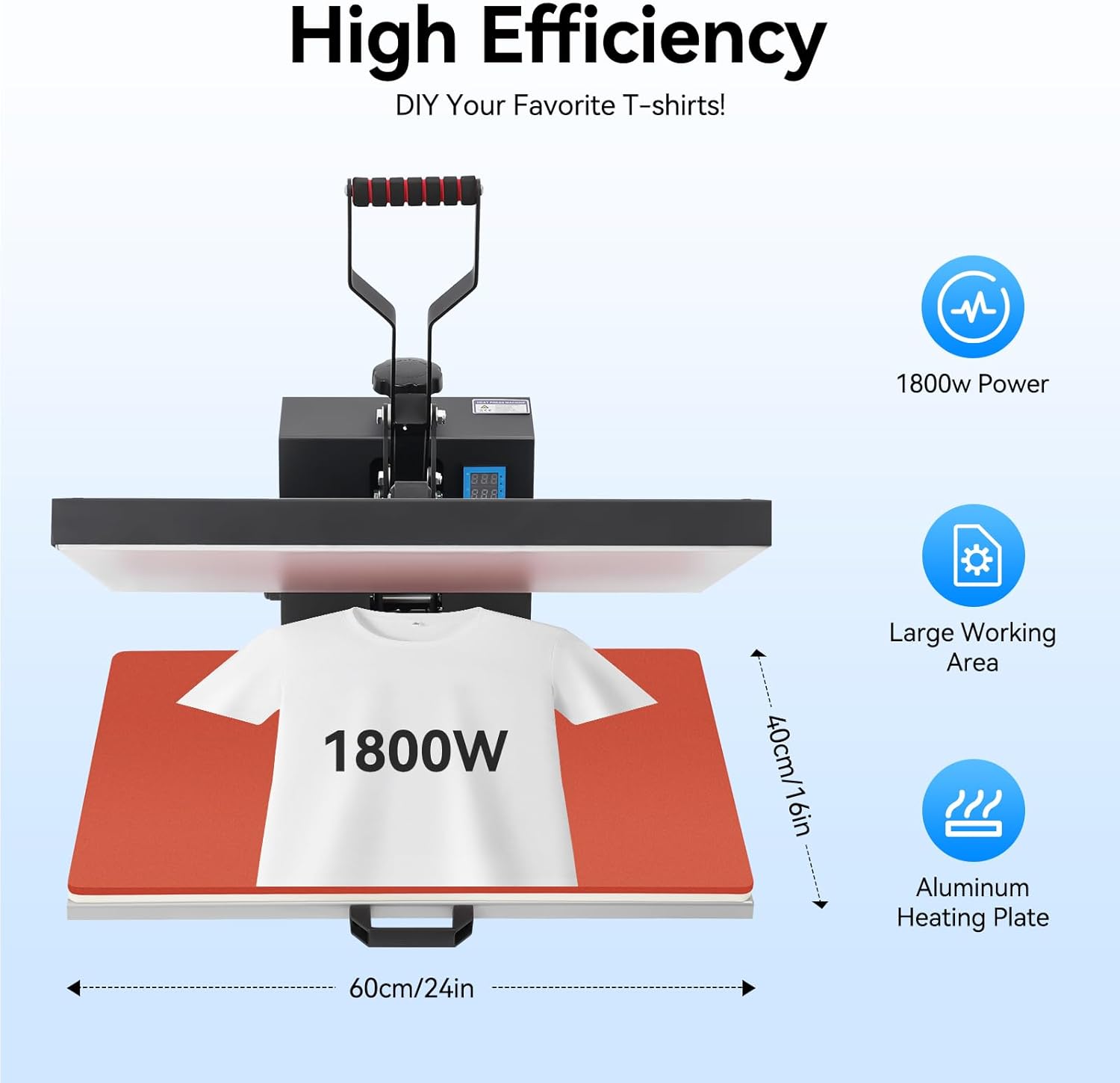 16x24Inch Large Size Format Heat Transfer Press, 1800W High-Pressure Flip-Top Digital Industrial Heat Transfer Sublimation Printer, T-Shirt Heat Transfer Press Machine.